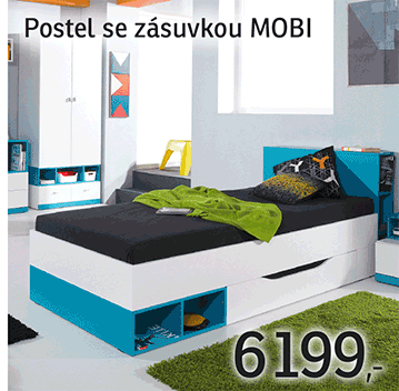 Postel se zásuvkou Mobi